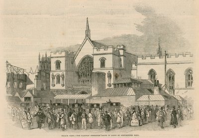 Palace Yard, jernbaneudvalgets lokaler foran Westminster Hall af G.F. Sargent