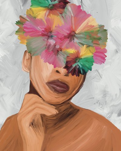 Portræt af en kvinde med blomster af GIovanna Gil Alves