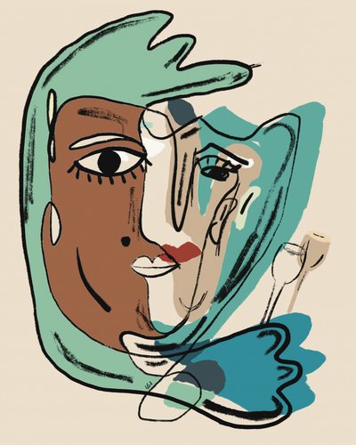 Moderne abstrakt ansigt af GIovanna Gil Alves