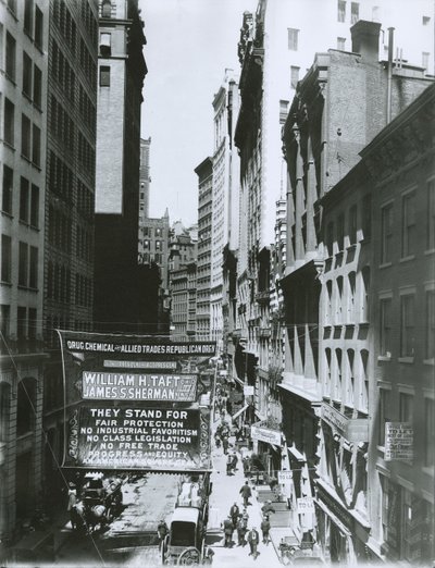 Taft og Sherman Banner på Maiden Lane, New York City, 1908 af G.P. Hall und Sohn