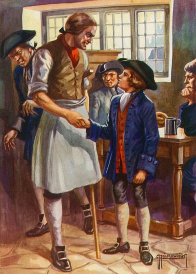 Illustration til Treasure Island af Robert Louis Stevenson (farve litho) af G.P. Micklewright