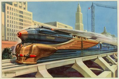 The Railroads of Tomorrow (farve litho) af G.P. Micklewright
