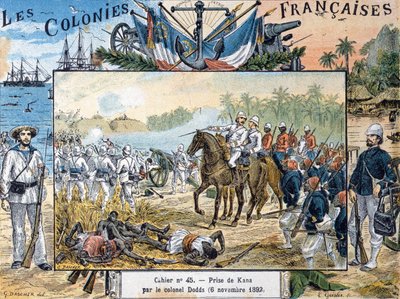 The Siege of Kana af general Alfred-Amedee Dodds (1842-1922) 6. november 1892, indgraveret af L. Geisler af G. Dascher