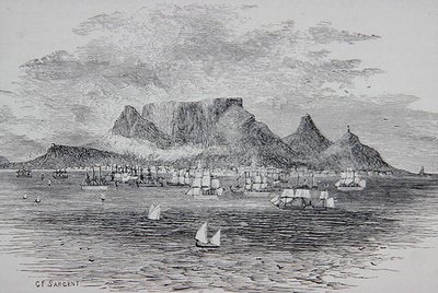 Cape Town set fra Table Bay, Sydafrika, fra 
