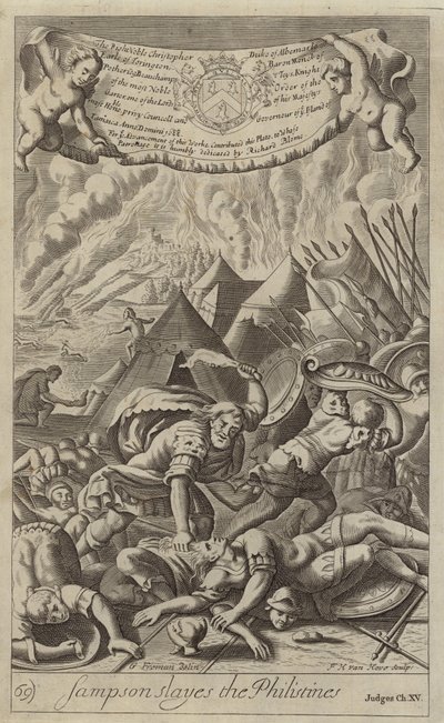 Samson dræber filistrene (kobberstik) af G Freman