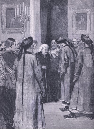 Besøg af Li Hung-Chang til dronningen i Osborne, illustration fra Cassells History of England, 1900-tallet af G. Grenville Manton