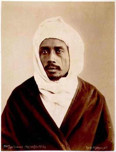 Portræt af en sudanesisk høvding af Galieh-stammen (sepiafoto) af G. Lekegian