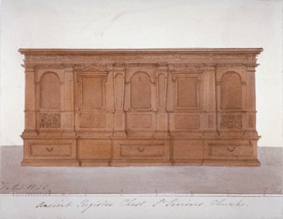 Gammel registerkiste fra Southwark Cathedral, London, 1825 af G Yates