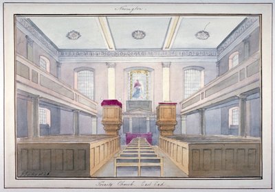 Indvendig udsigt over den østlige ende af Holy Trinity Church, Newington, Southwark, London, 1826 af G Yates