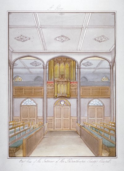 Kapellet i Philanthropic Society Institution på London Road, Southwark, London, 1825 af G Yates