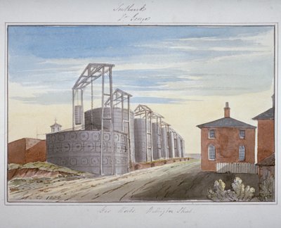 Udsigt over gasværker i Pocock Street, Southwark, London, 1826 af G Yates