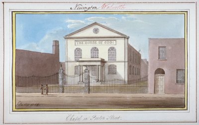 Udsigt over kapellet i Penton Street, Southwark, London, 1825 af G Yates