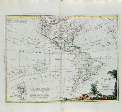 Amerika opdelt i dets hovedstater, gravering af G. Zuliani taget fra Tome I of the Newest Atlas udgivet i Venedig i 1776 af Antonio Zatta, Private Collection af G. Zuliani