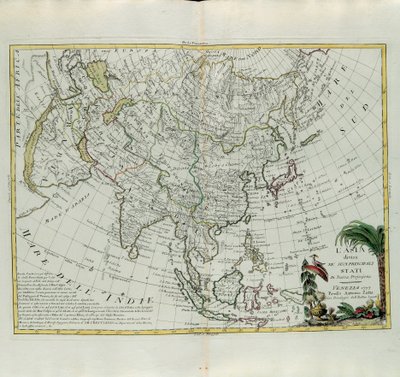Asien opdelt i dets hovedstater, gravering af G. Zuliani hentet fra Tome I of the Newest Atlas udgivet i Venedig i 1777 af Antonio Zatta, Private Collection af G. Zuliani