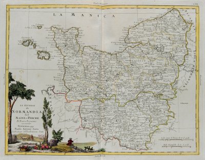 Governances of Normandie, Maine and Perche, gravering af G. Zuliani hentet fra Tome I of the Newest Atlas udgivet i Venedig i 1777 af Antonio Zatta, Private Collection af G. Zuliani