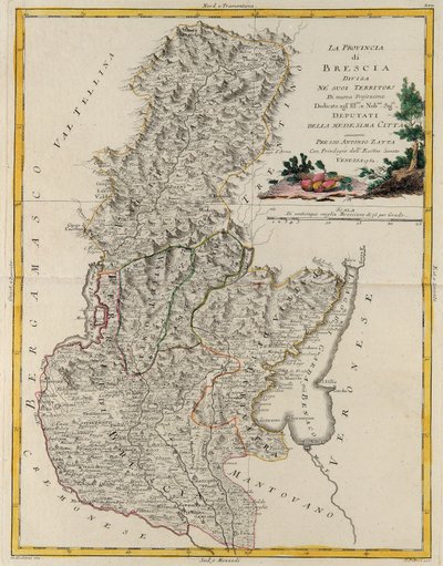 Landområde i staten Veneto: Brescia, gravering af G. Zuliani taget fra Tome II af "Newest Atlas" udgivet i Venedig i 1783 af Antonio Zatta, Privat Samling af G. Zuliani