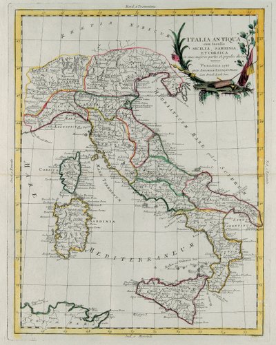 Politisk kort over Italien, indgraveret af G. Zuliani, taget fra bind IV af 