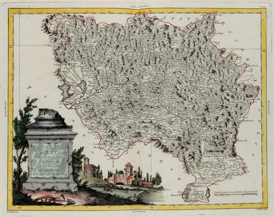 Firenzes territorium, gravering af G. Zuliani hentet fra Tome II af "Newest Atlas" udgivet i Venedig i 1783 af Antonio Zatta, Privat Samling af G. Zuliani
