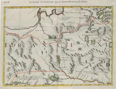 Den vestlige del af New France eller Canada, gravering af G. Zuliani taget fra Tome I af "Newest Atlas" udgivet i Venedig i 1778 af Antonio Zatta, Privat Samling af G. Zuliani