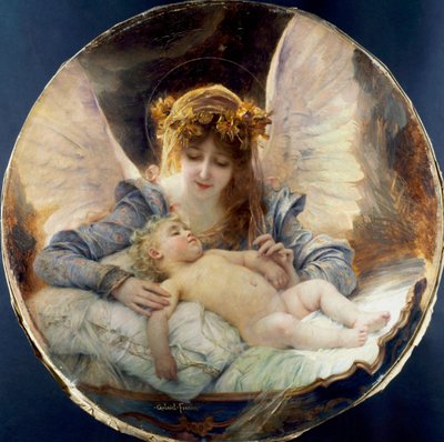 "Skytsenglen" Maleri af Gabriel Joseph Marie Ferrier (1847-1914) Privat samling af Gabriel-Joseph-Marie-Augustin Ferrier