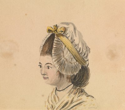 Hoved af en kvinde med flæsehætte, ca. 1774 (akvarel) af Gabriel Bray