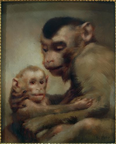 Mor med barn (aber) af Gabriel Cornelius Ritter von Max