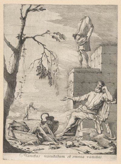 Sørgende filosof omgivet af vanitas-symbolik af Gabriel Ehinger