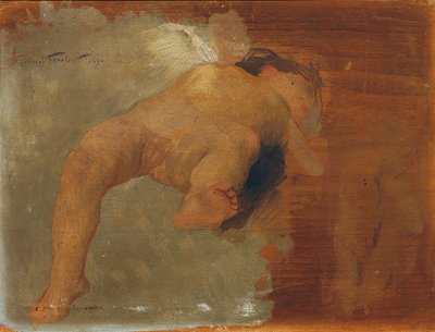 Liggende putto af Gabriel Ferrier