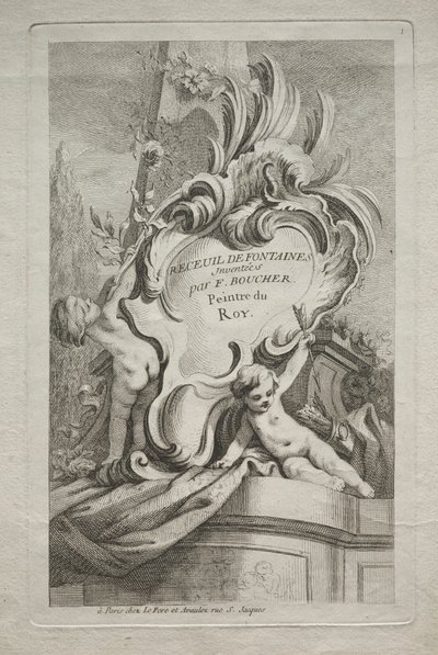 Springvandsbog: nr. 1, titelblad, ca. 1736. af Gabriel Huquier