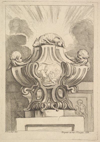 Design til en urne, 1725-72. af Gabriel Huquier