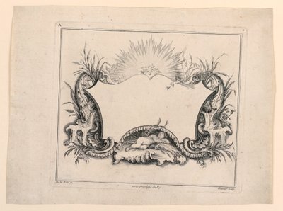 Escutcheon, fra "Recueil Nouveau de Differens Cartouche" af Gabriel Huquier