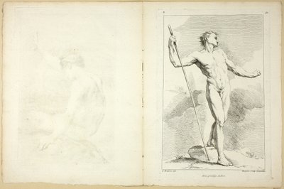 Figur (recto og verso), fra Anden bog med figurer af akademier, indgraveret delvist af professorerne fra Royal Academy af Gabriel Huquier