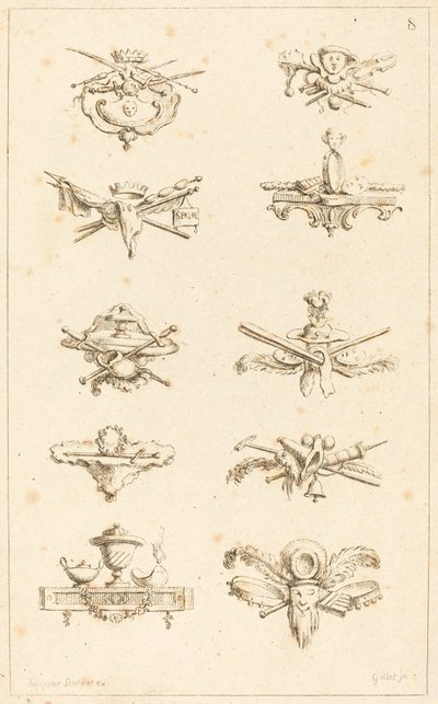 Designs til halestykker: pl. 8 af Gabriel Huquier after Claude Gillot