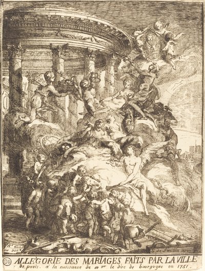 Allegori over de ægteskaber, der blev indgået af byen Paris ved fødslen af ​​hertugen af ​​Bourgogne af Gabriel Jacques de Saint Aubin