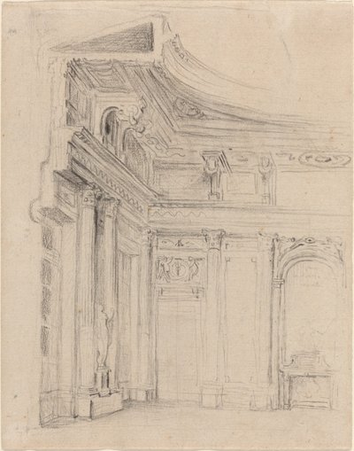 Hjørne af en tegnestue af Gabriel Jacques de Saint Aubin