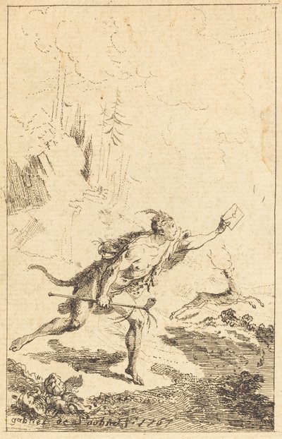 Udsending til M. de Saint-Denis af M. de Belle-Isle, fange [til venstre] af Gabriel Jacques de Saint Aubin