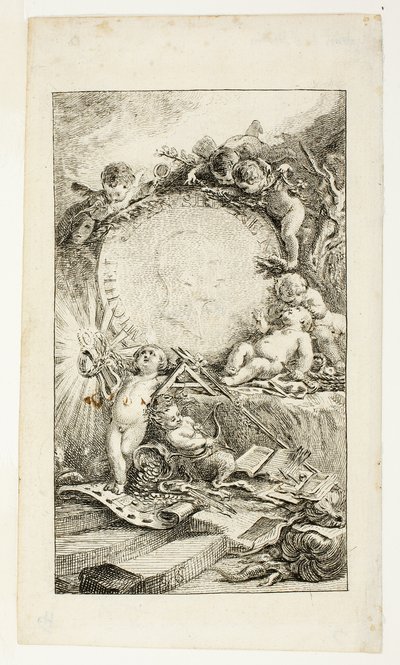 Frontispice, plade en fra Collection of Poems af Sedaine af Gabriel Jacques de Saint Aubin