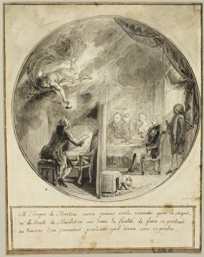 Gabriel de Saint-Aubin udfører portrættet af biskoppen af Chartres af Gabriel Jacques de Saint Aubin