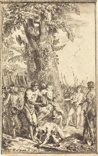 Heroisk handling af en far, der ofrer for sin søn af Gabriel Jacques de Saint Aubin