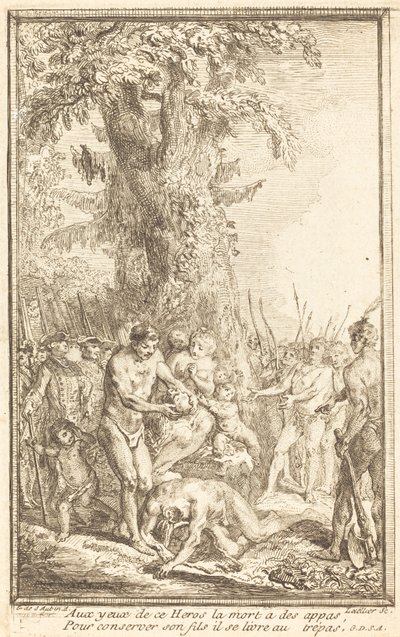 Heroisk handling af en far, der ofrer for sin søn af Gabriel Jacques de Saint Aubin