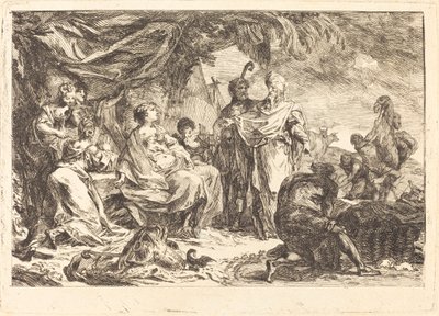 Laban søger sine guder af Gabriel Jacques de Saint Aubin
