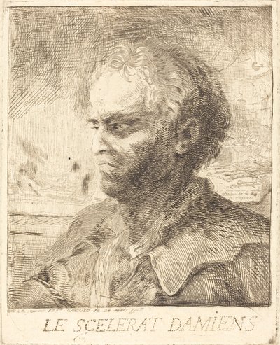 Damiens er en kriminel af Gabriel Jacques de Saint Aubin