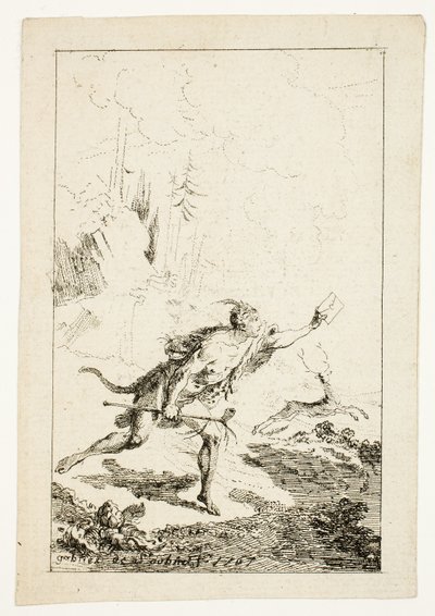 Budbringer sendt til M. Saint-Denis, af M. Belle-Isle, fange, plade tre fra Les Nouveaux Voyages aux Indes Occidentales af Gabriel Jacques de Saint Aubin