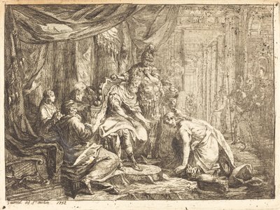 Forsoning mellem Absalom og David af Gabriel Jacques de Saint Aubin