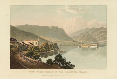 Udsigt fra Stresa af den smukke ø Isola Bella, Lago Maggiore, før 1820. af Gabriel Ludwig Lory