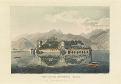 Udsigt over den smukke ø Isola Bella, Lago Maggiore, før 1820. af Gabriel Ludwig Lory