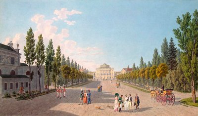 Udsigt over Pavlovsk-paladset fra parken, 1808. af Gabriel Ludwig Lory the Elder
