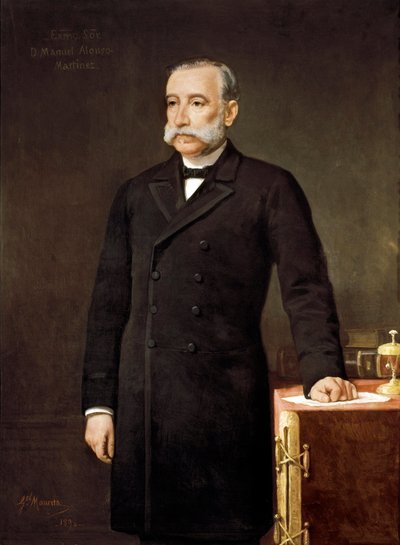 Portræt af Manuel ALONSO MARTINEZ (1827-1891), spansk advokat og politiker medlem af Liberal Union Party Madrid, Deputeretkongressen.   Maleri af Gabriel Maureta (1800-tallet). af Gabriel Maureta Aracil