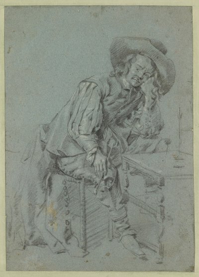 En siddende mand med en pibe af Gabriel Metsu
