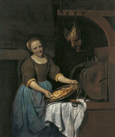 Køkkenpige forbereder fisk af Gabriel Metsu